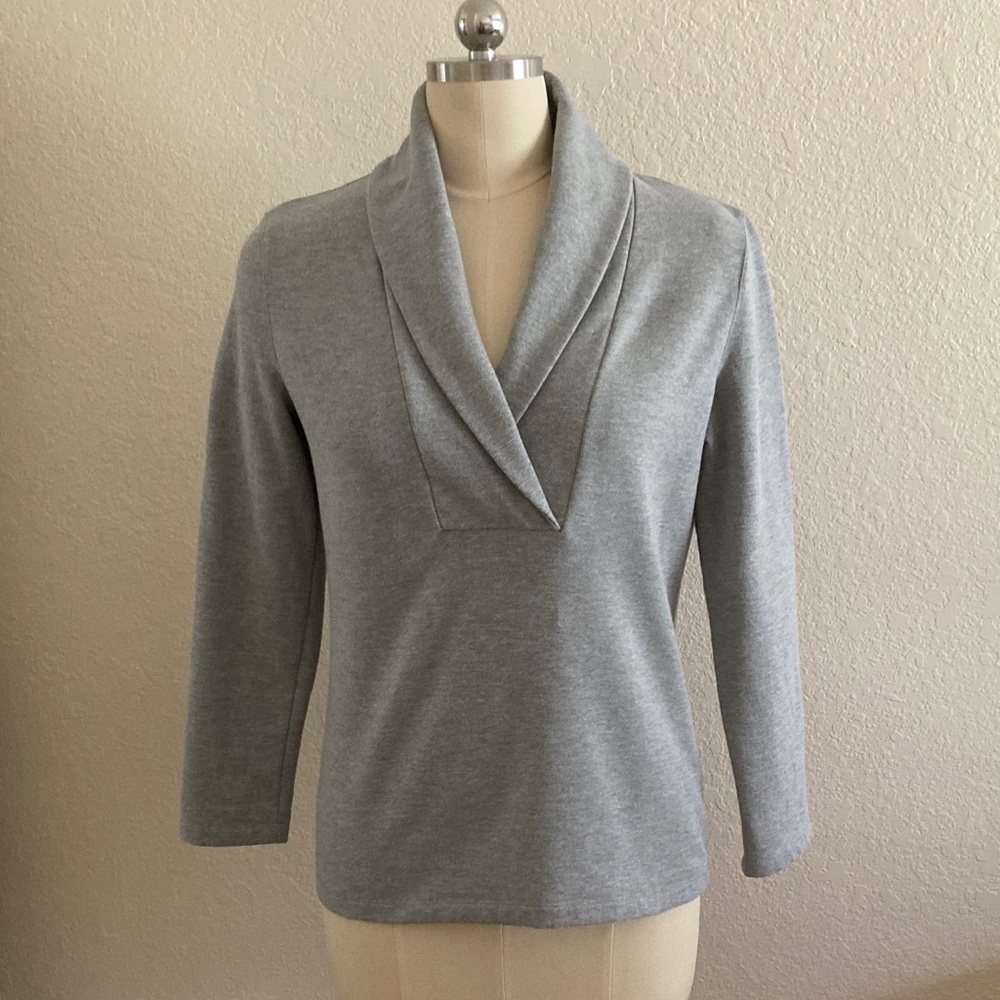 Talbots Light Gray Cowl Neck Brushed Knit Pullover